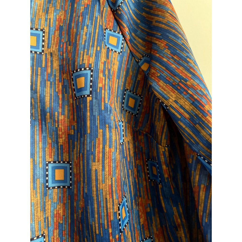 Vintage 70s Shaker Sport Long Sleeve Geometric Print‎ Button Down Shirt - Picture 7 of 8
